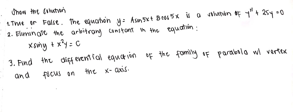 Show the solution 1. The or False. The equation