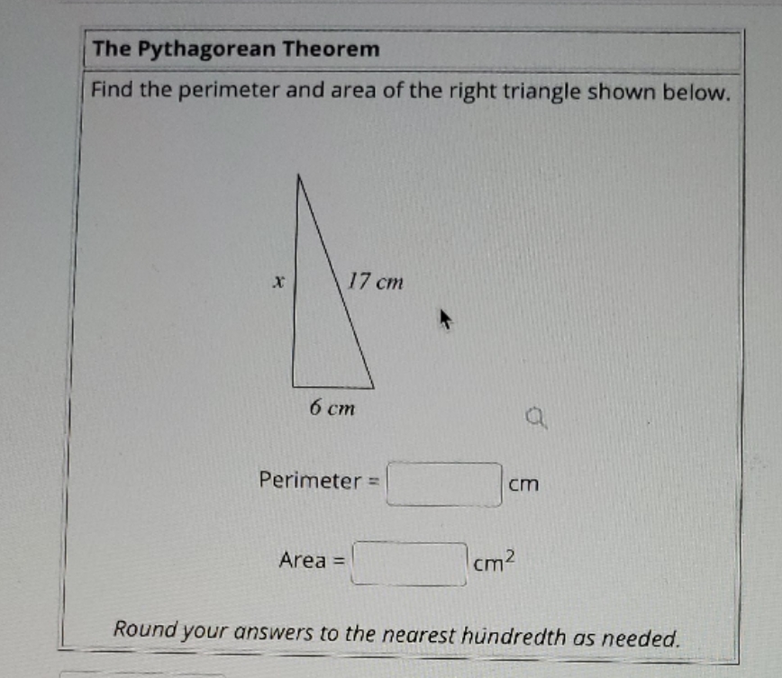 find the perimeter and area The Pythagorean