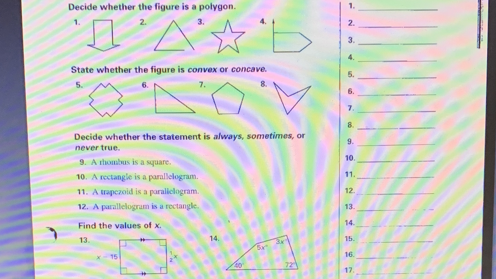 Decide whether the figure is a polygon. 1. 2. 3.