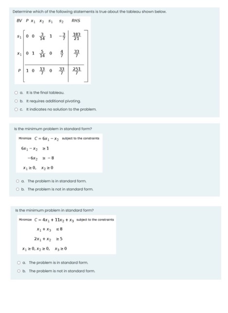The maximum problem is not in standard form.