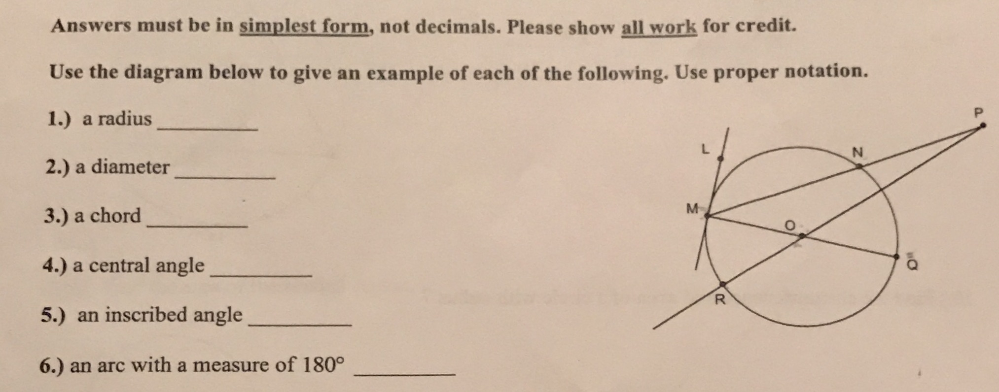 Answers must be in simplest form, not decimals.