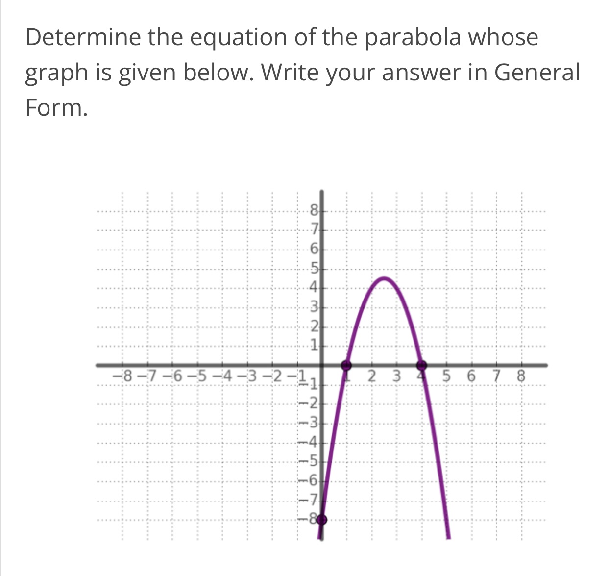 Determine the equation of the parabola whose