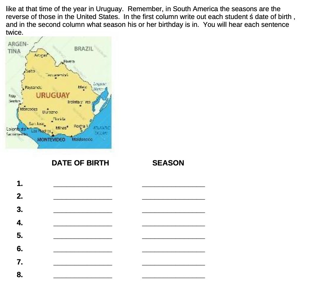 like at that time of the year in Uruguay.