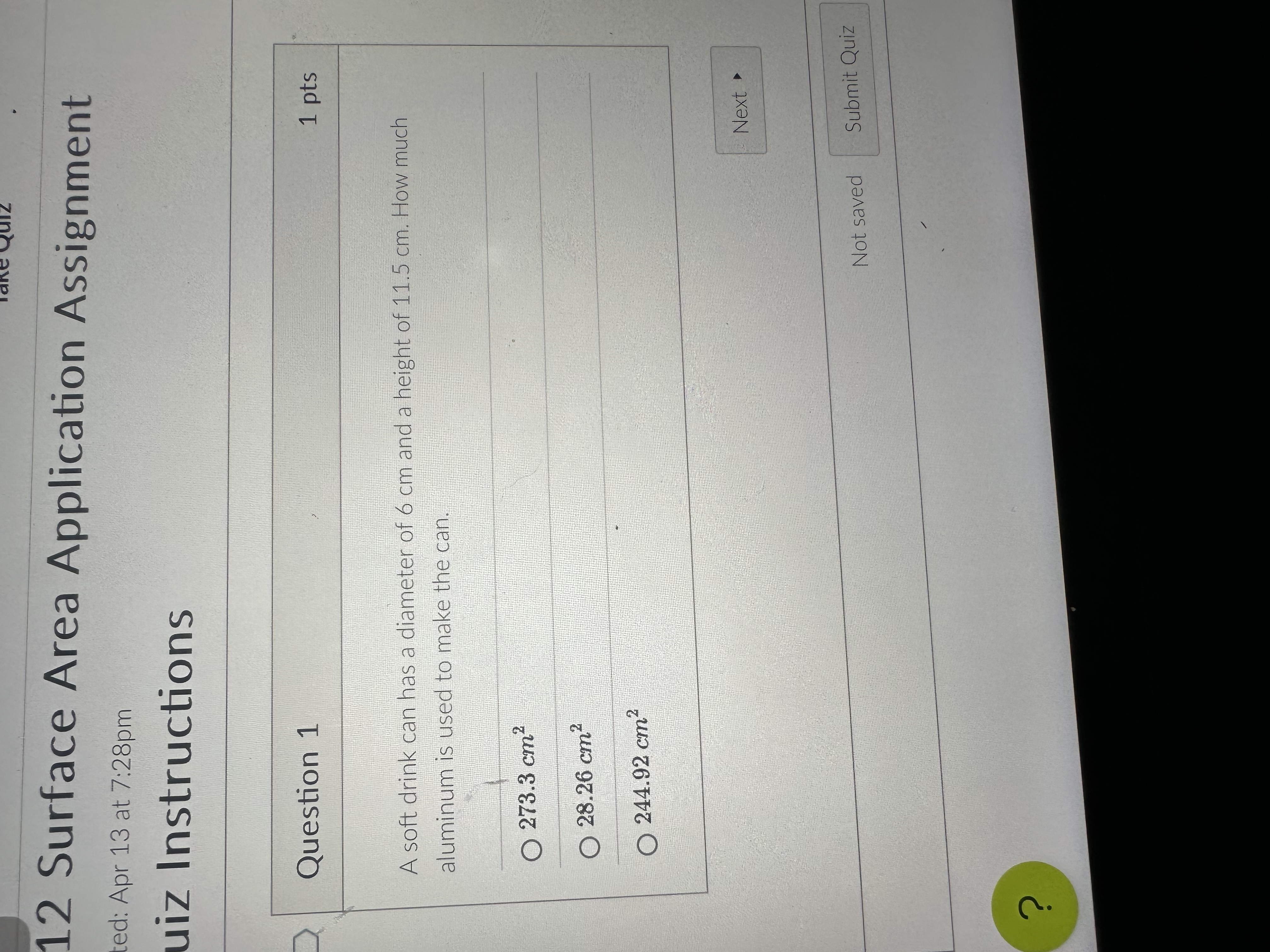 Question 5 1 pts Find the area of the pyramid