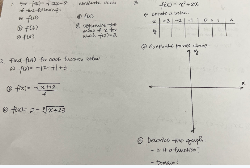 1. For f(X)=12X-8 , evaluate each 3. of the