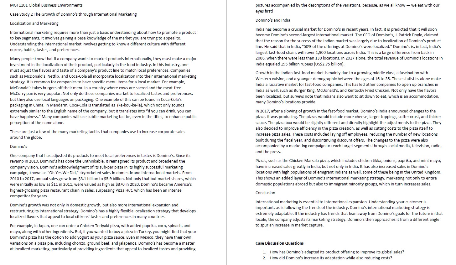 MGT1101 Global Business Environments pictures