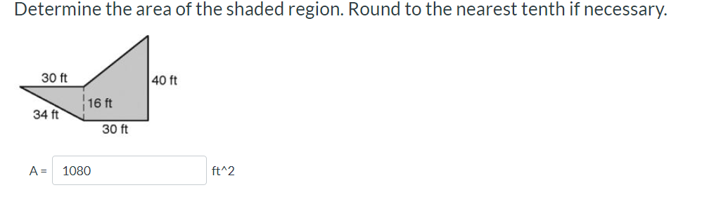 Determine the area of the shaded region. Round to