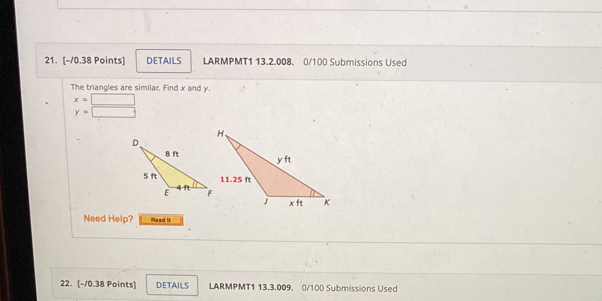 21. [-/0.38 Points] DETAILS LARMPMT1 13.2.008.