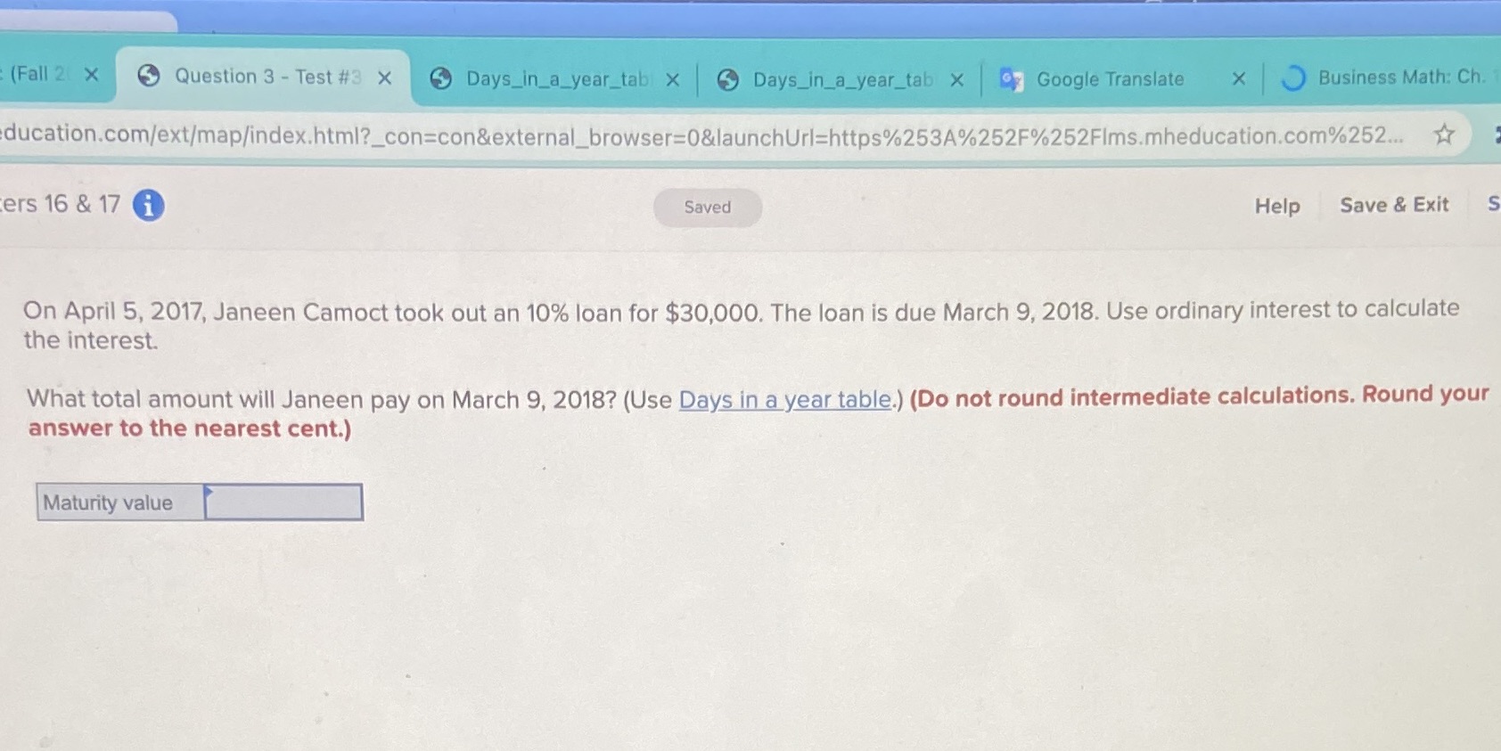 (Fall 2 X Question 3 - Test #3 x