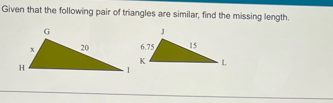 Given that the following pair of triangles are