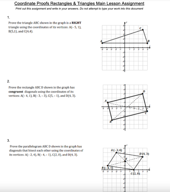 Coordinate Proofs Rectangles & Triangles Main