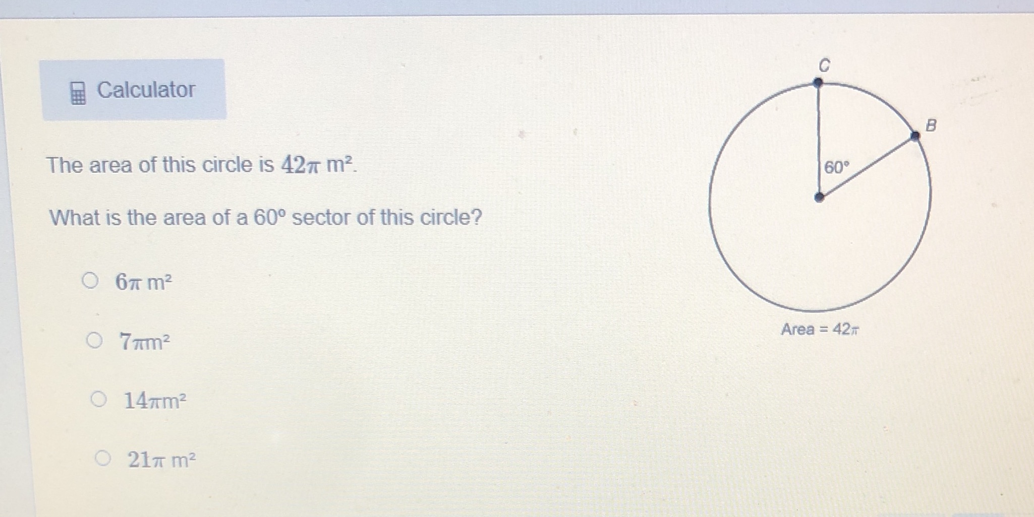C Calculator B The area of this circle is 427 m