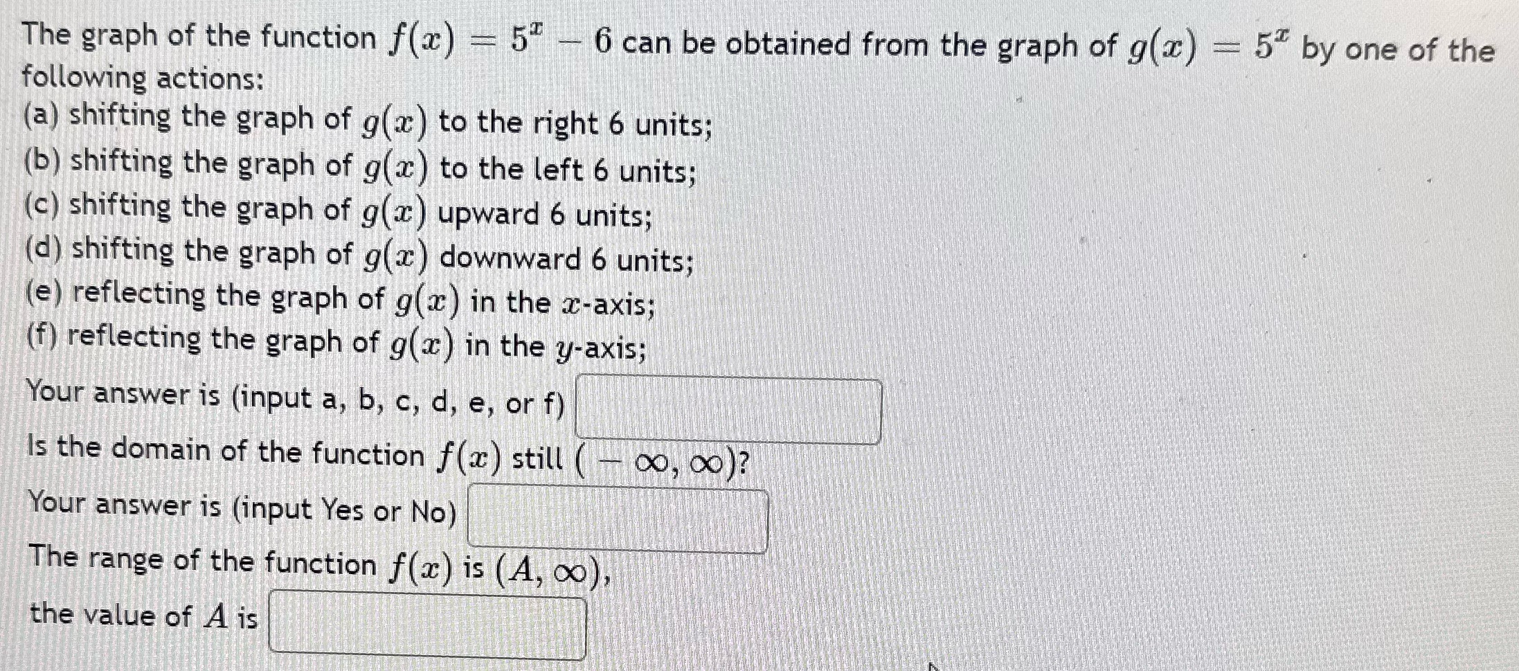 Shifting of graphs The graph of the function f(a)