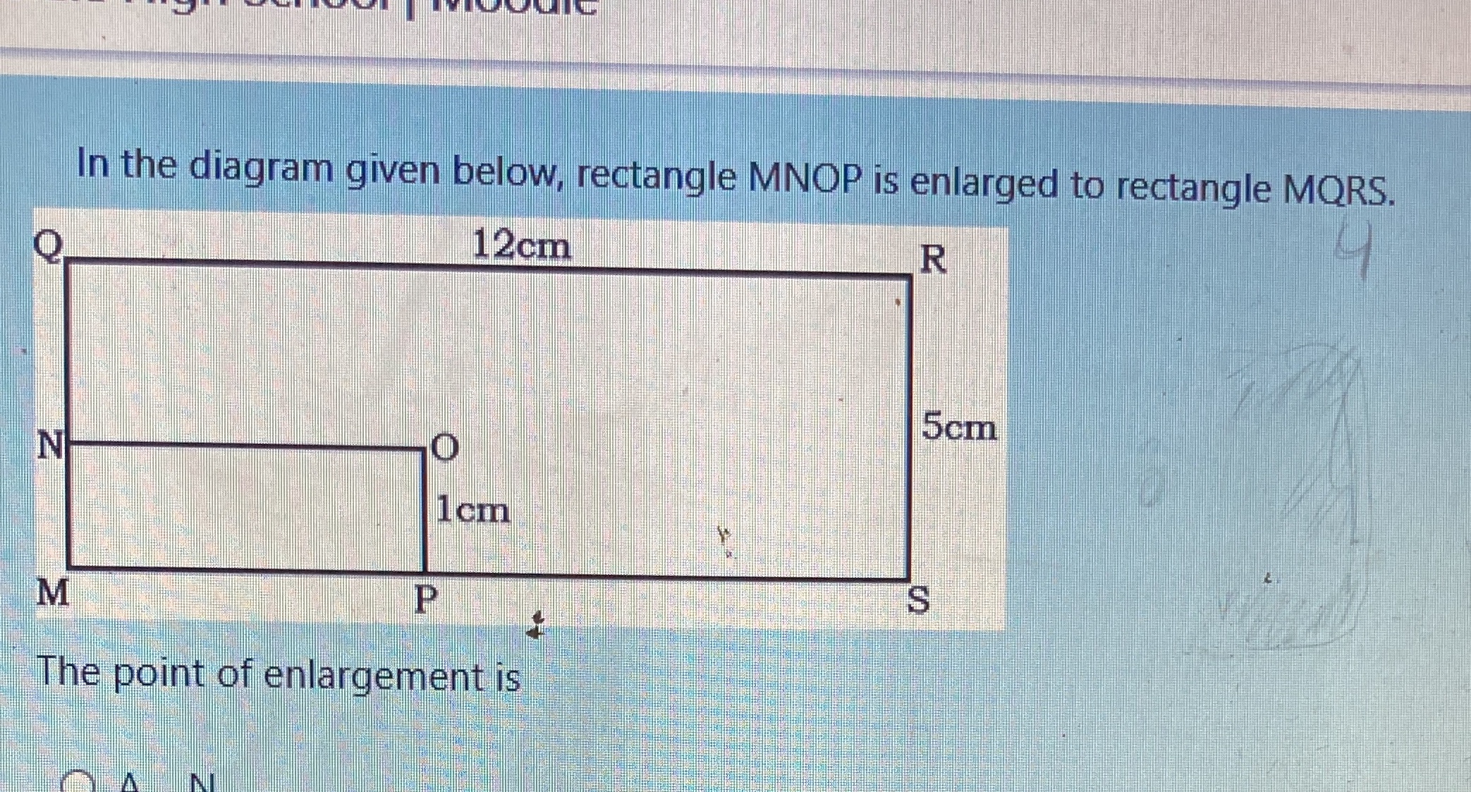 What is the point of enlargement N, P, M or O In