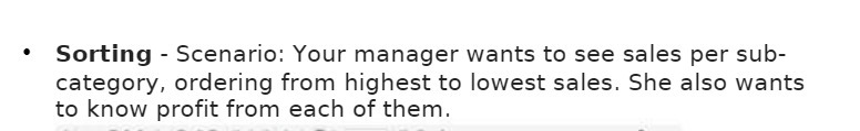 ' Sorting - Scenario: Your manager wants to