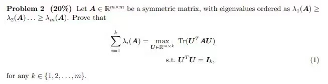 Problem 2 (20%) Let A c Rmxm be a symmetric