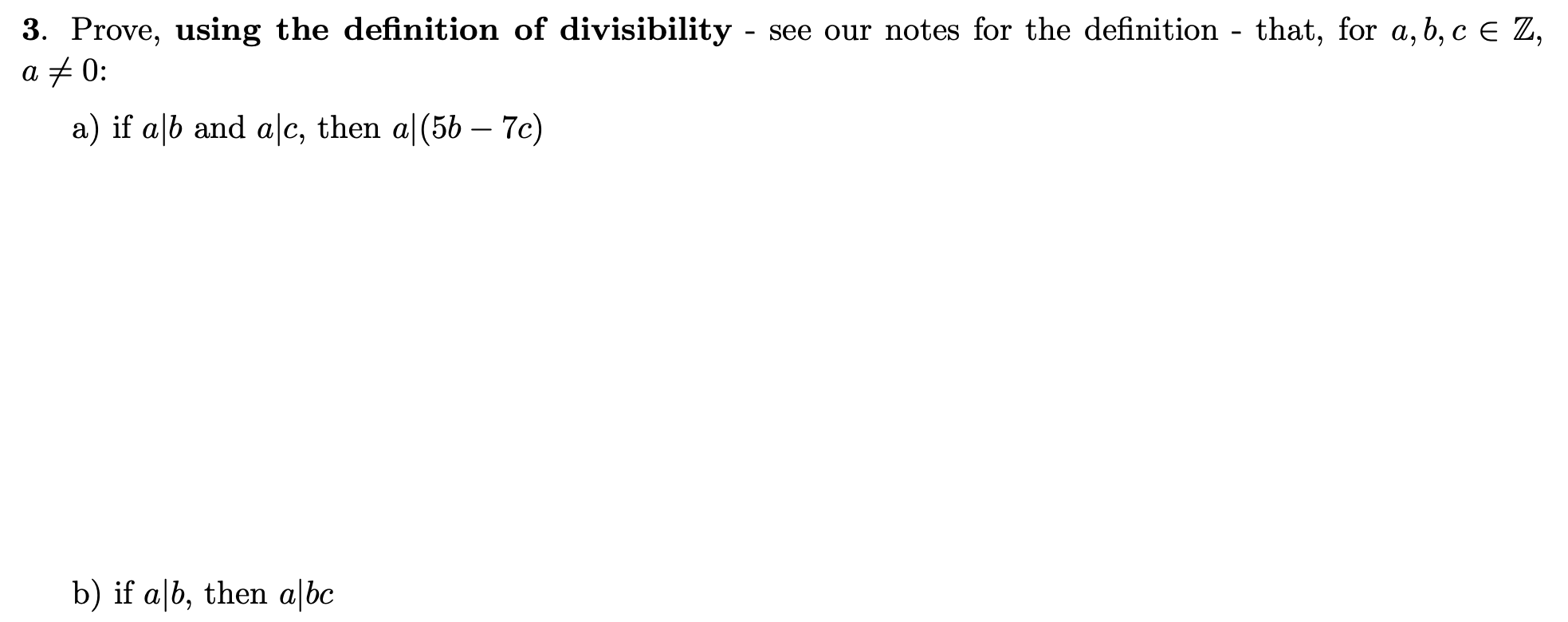 3. Prove, using the definition of divisibility -
