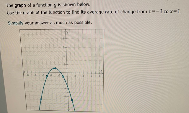 The graph of a function g is shown below. Use the