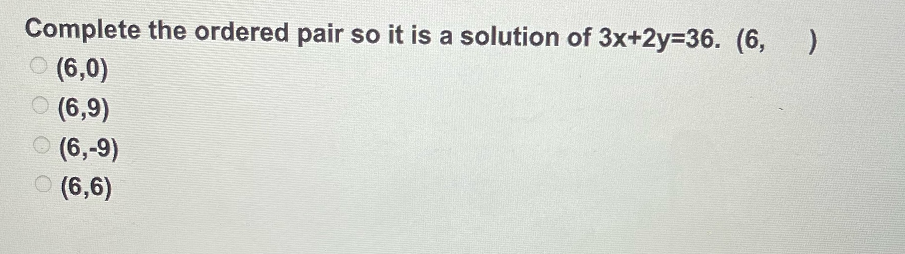 Complete the ordered pair so it is a solution of