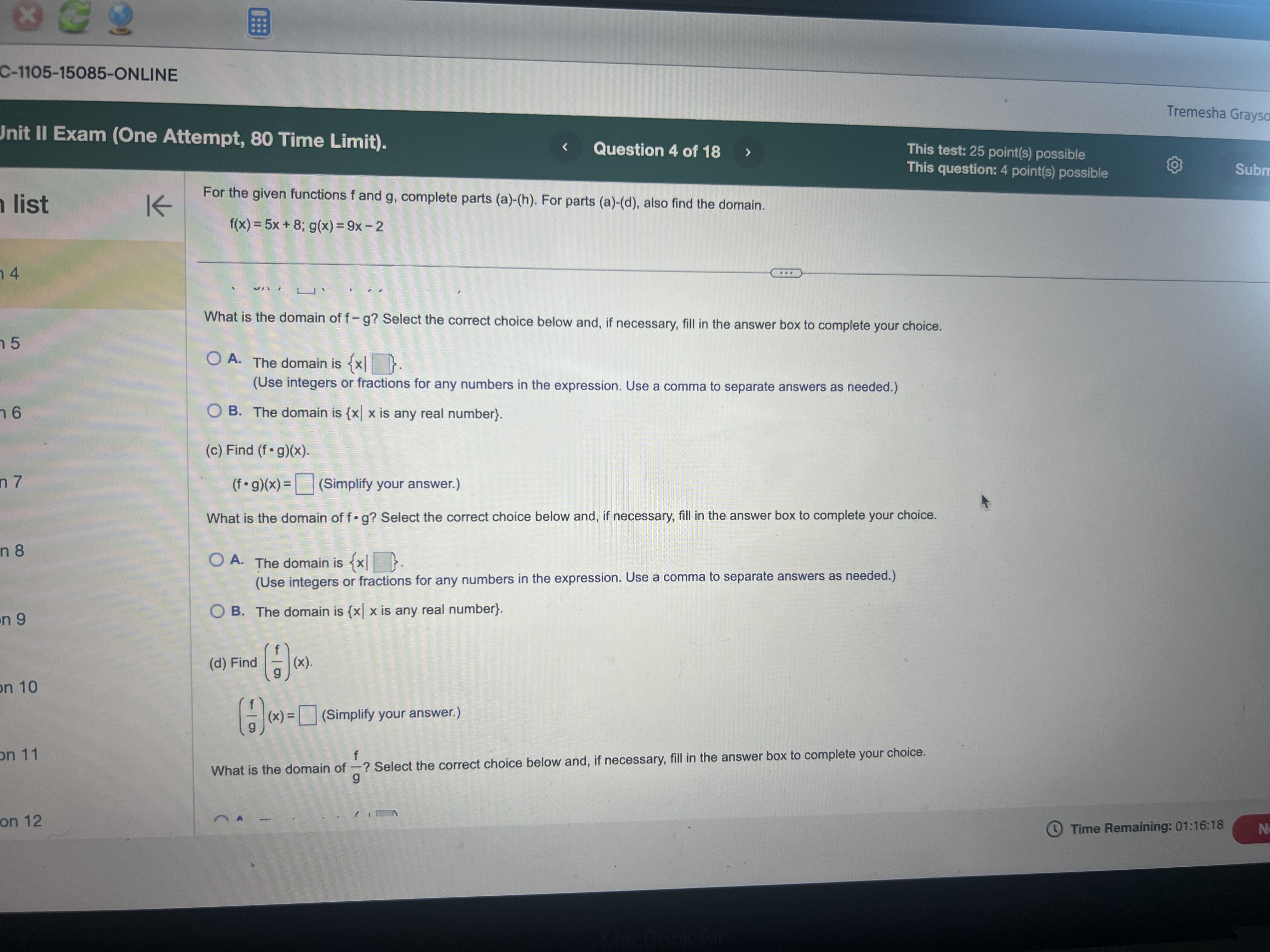 X C-1105-15085-ONLINE Tremesha Grays Init II Exam