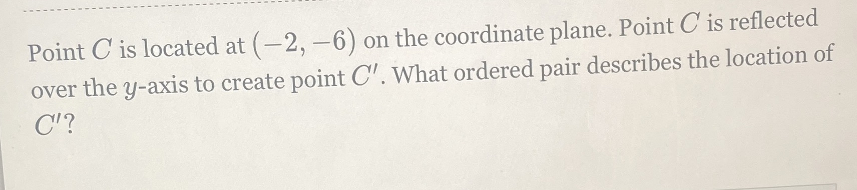 Point C is located at (-2, -6) on the coordinate
