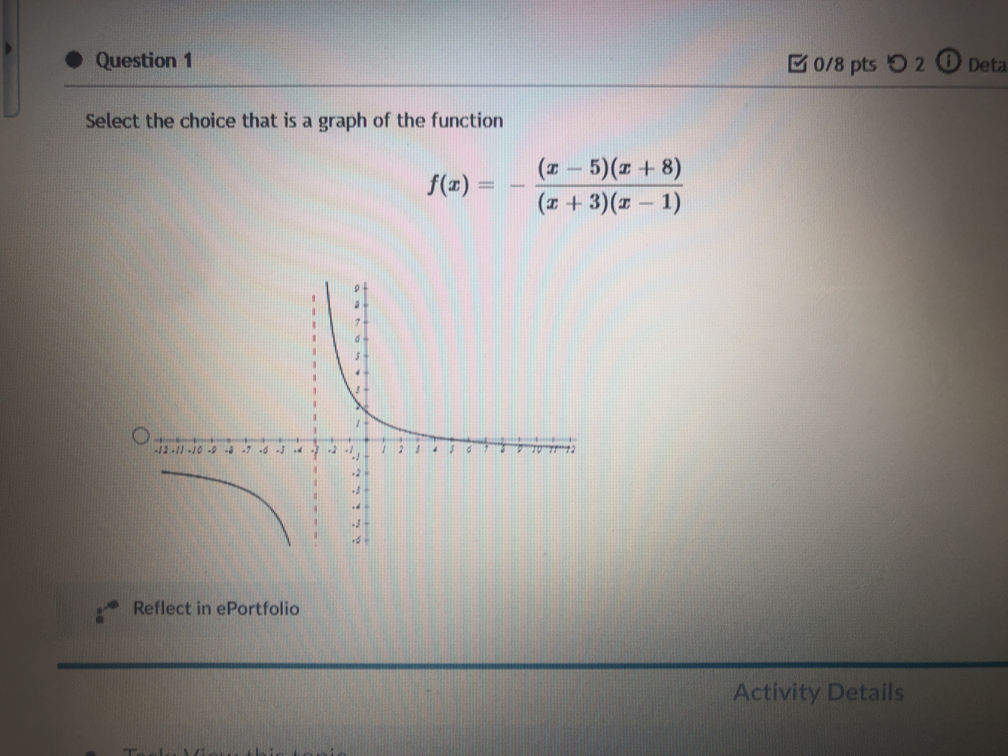 Question 1 E 0/8 pts D 2 0 Deta Select the choice