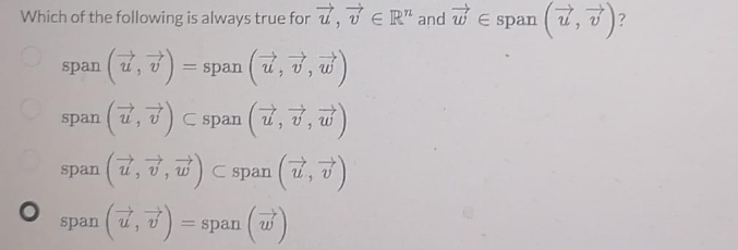 Which of the following is always true for u, v E