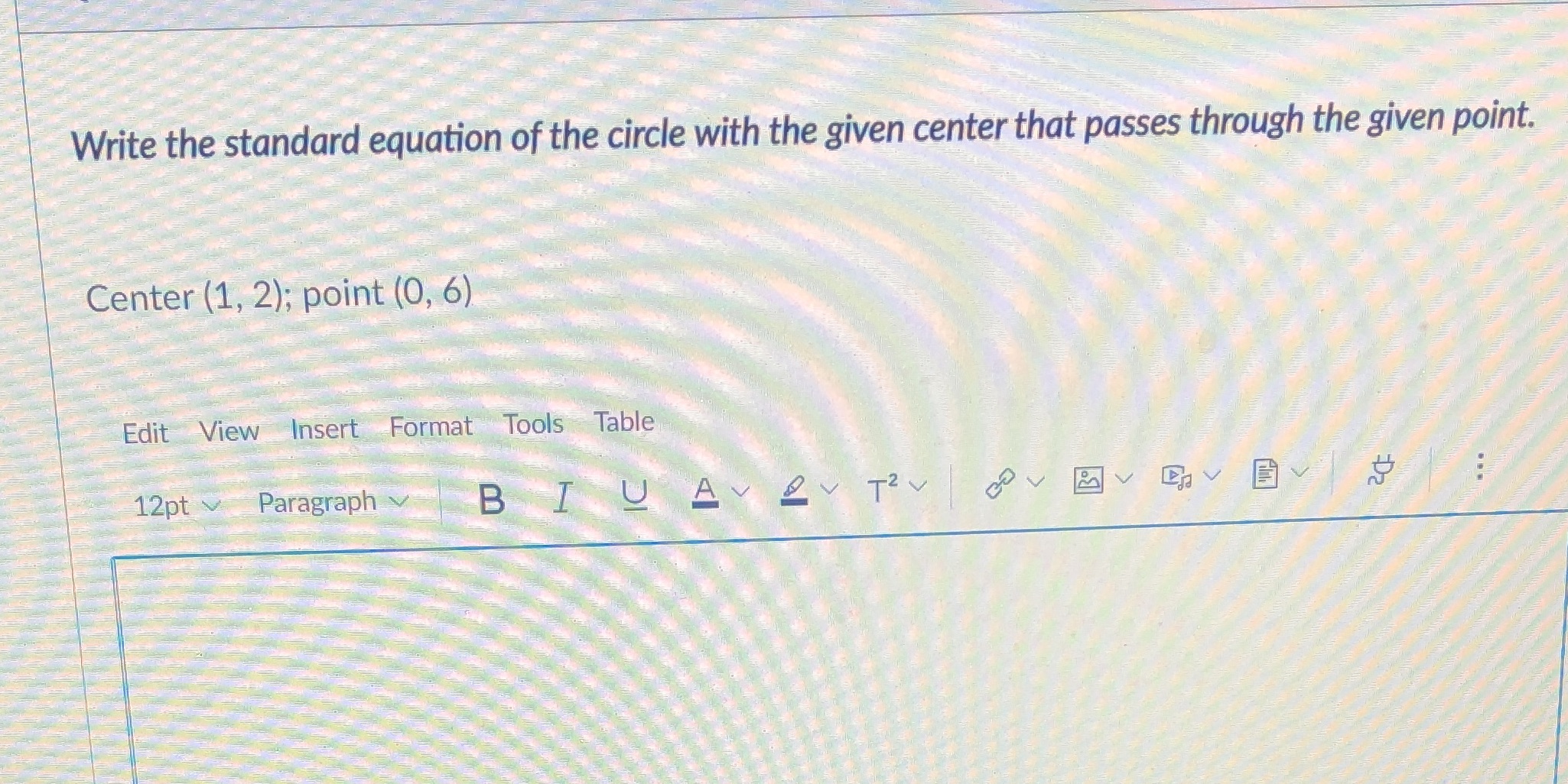 Write the standard equation of the circle with