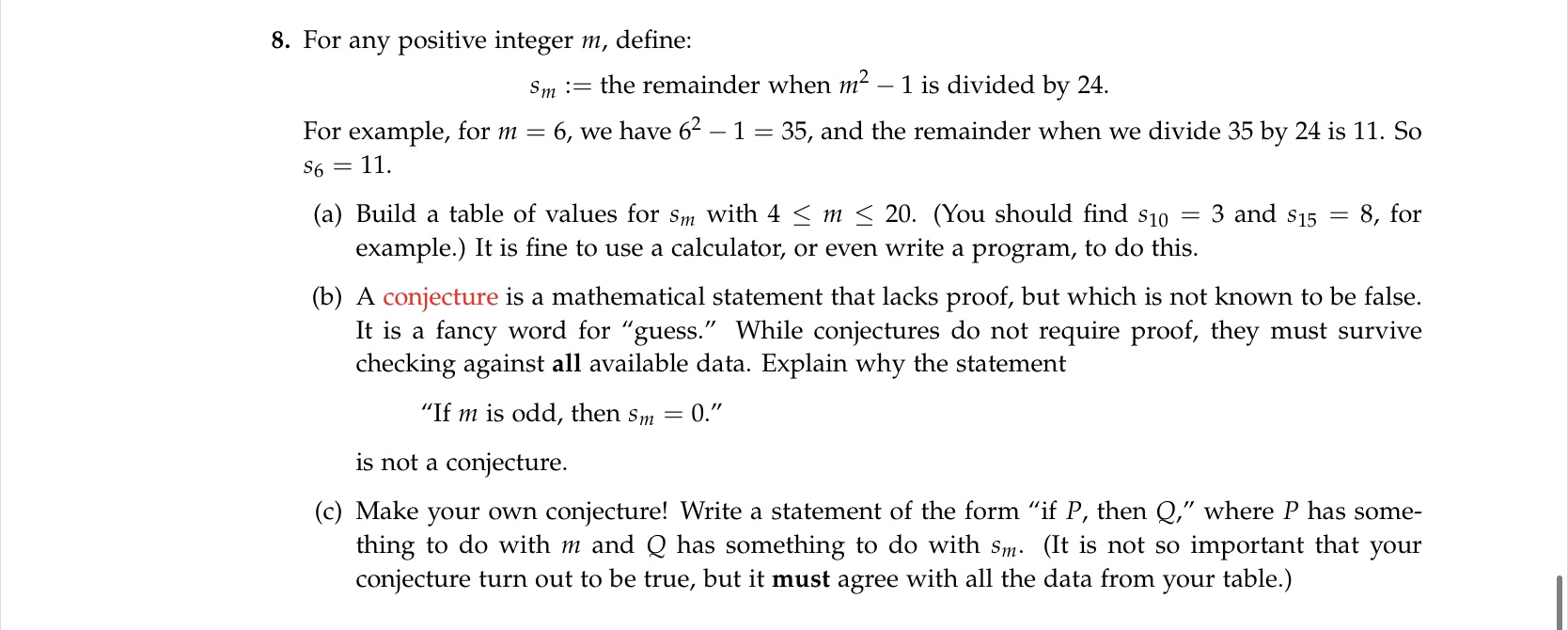8. For any positive integer m, define: Sm :: the