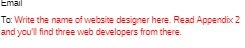 Email To: Write the name of website designer