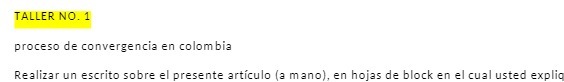 TALLER NO. 1 proceso de convergencia en colombia