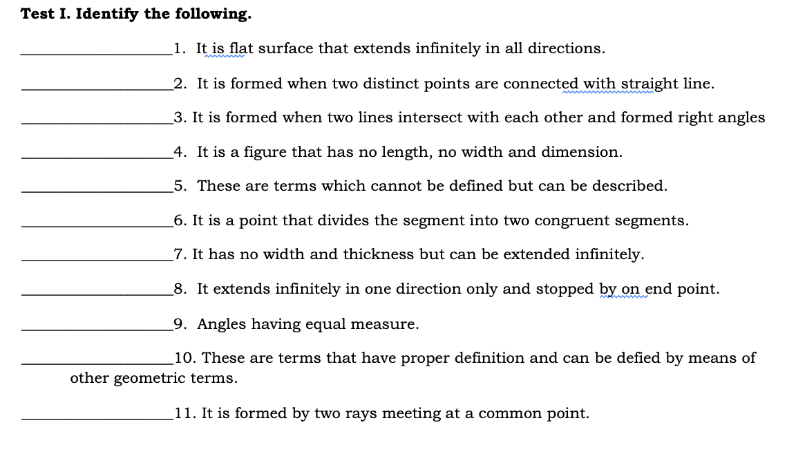 answer the ffg Test I. Identify the following. 1.