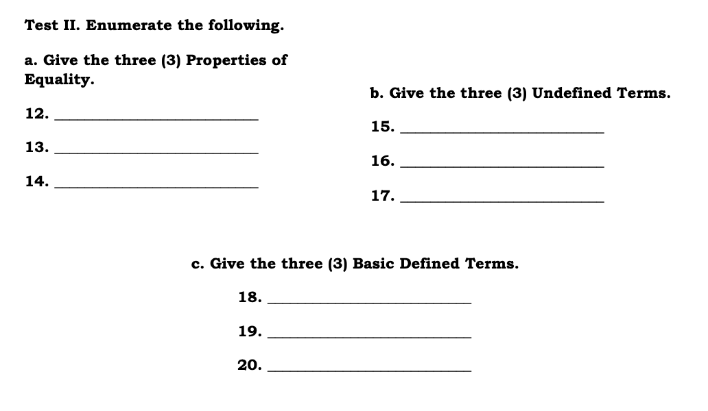 answer the ffg Test I. Identify the following. 1.