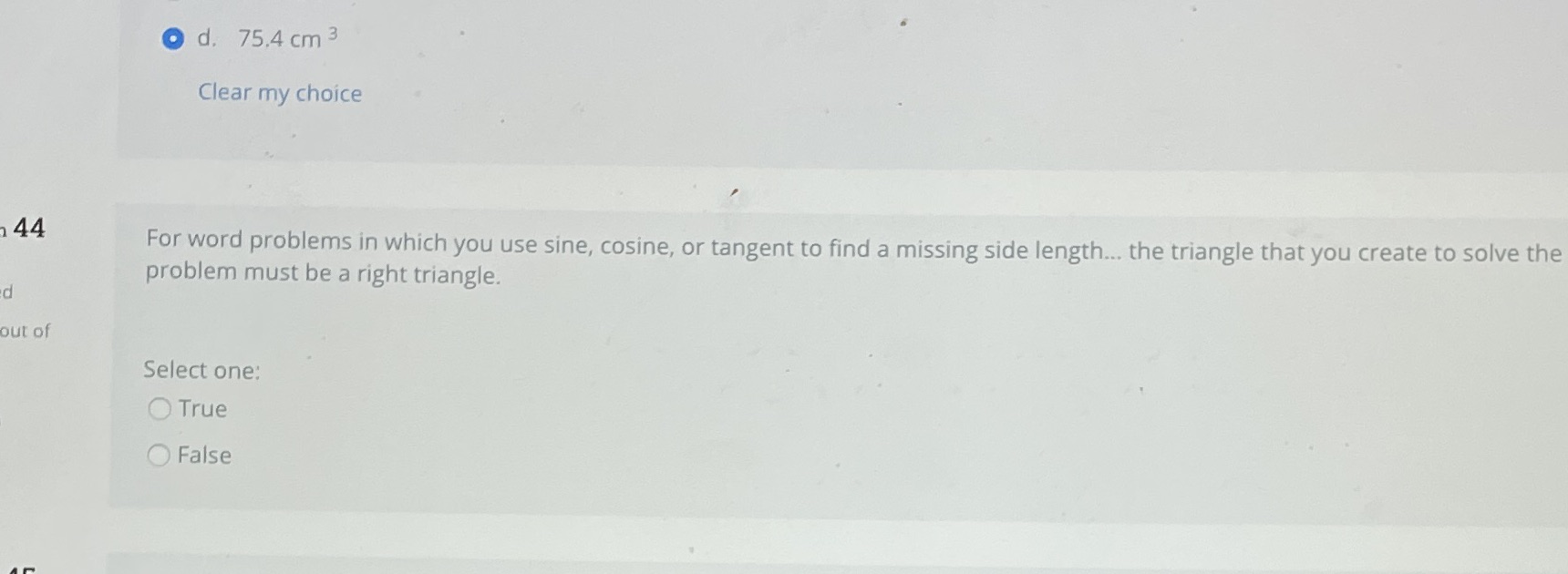 O d. 75.4 cm 3 Clear my choice 144 For word