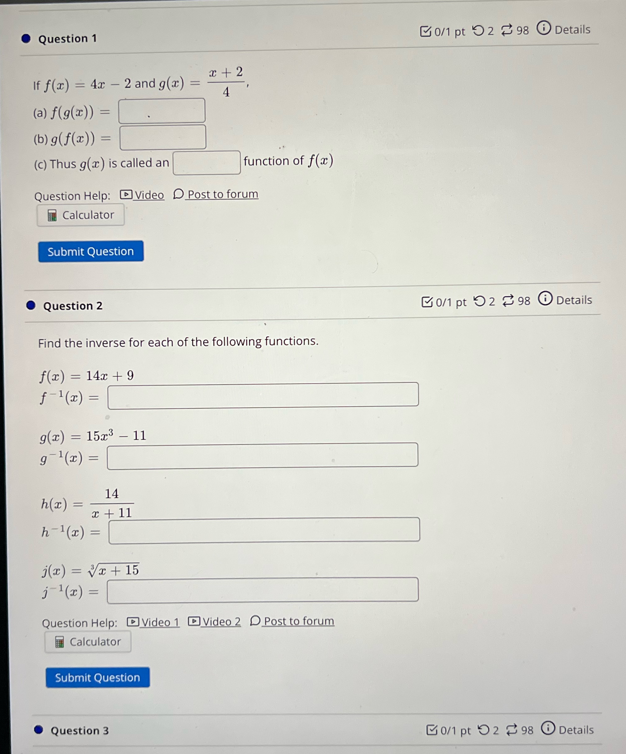 Need help with questions 1 and 2 Question 1 0/1