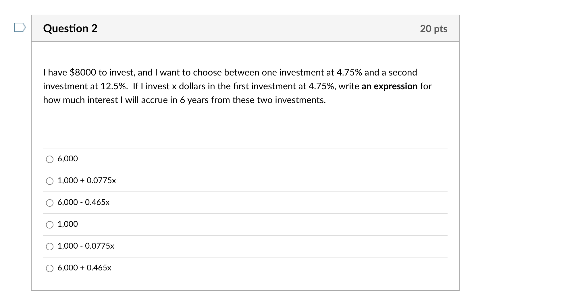 Question 1 15 pts Suppose I want to sell apples