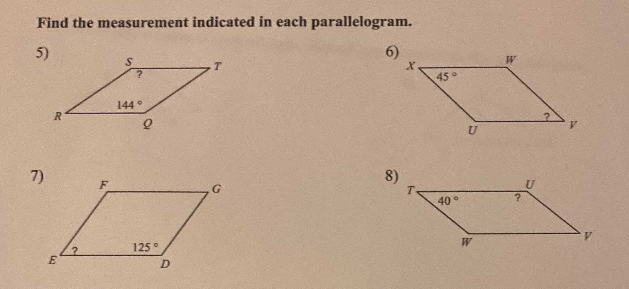 Find the measurement indicated in each