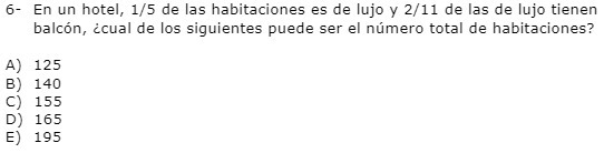 6- En un hotel, 1/5 de las habitaciones es de
