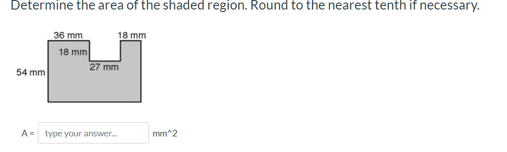 Determine the area of the shaded region. Round to
