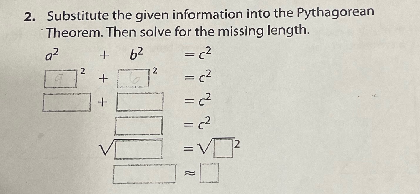 2. Substitute the given information into the