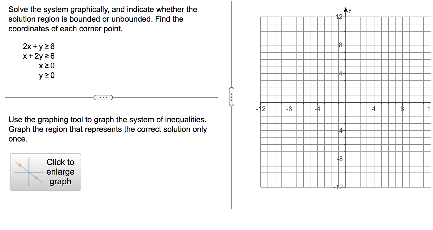 Question 7 Solve the system graphically, and