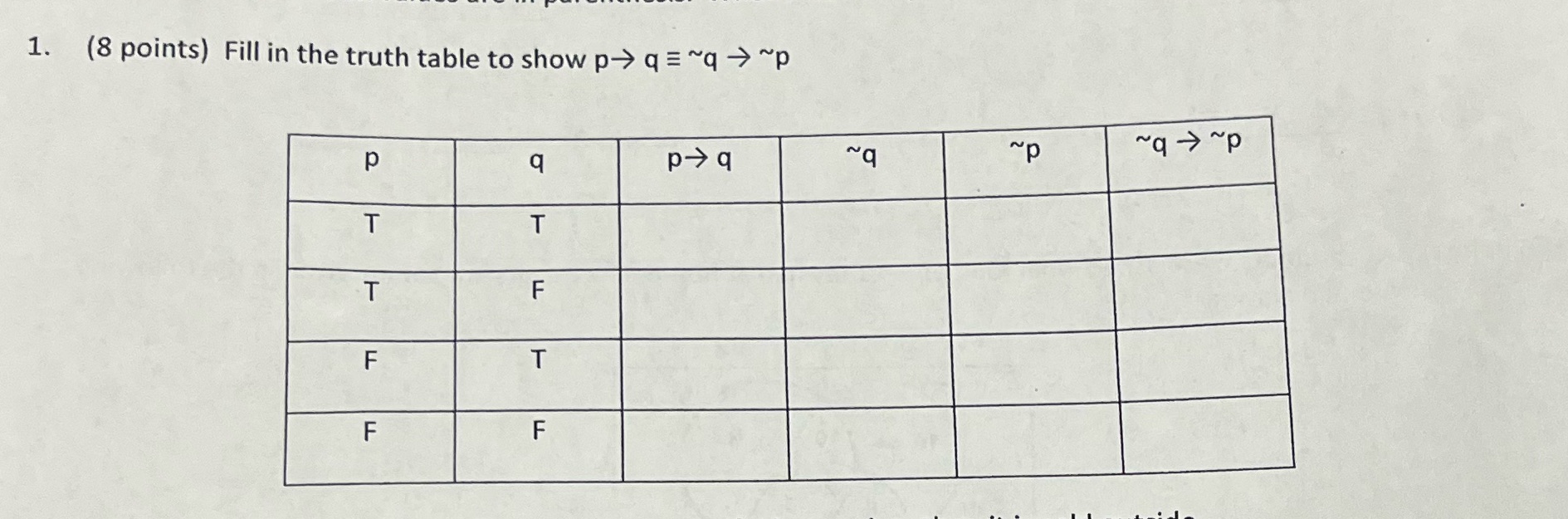 Truth or false tables. How do I solve this? \f