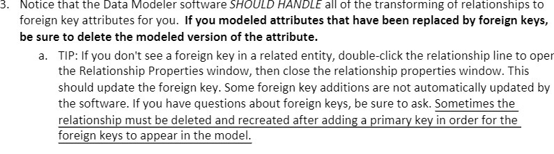 3. Notice that the Data Modeler software SHOULD
