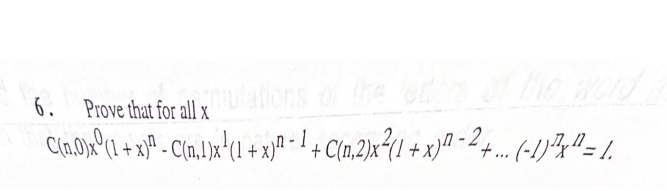 6. Prove that for all x ations of C(n.0) x (1 + x