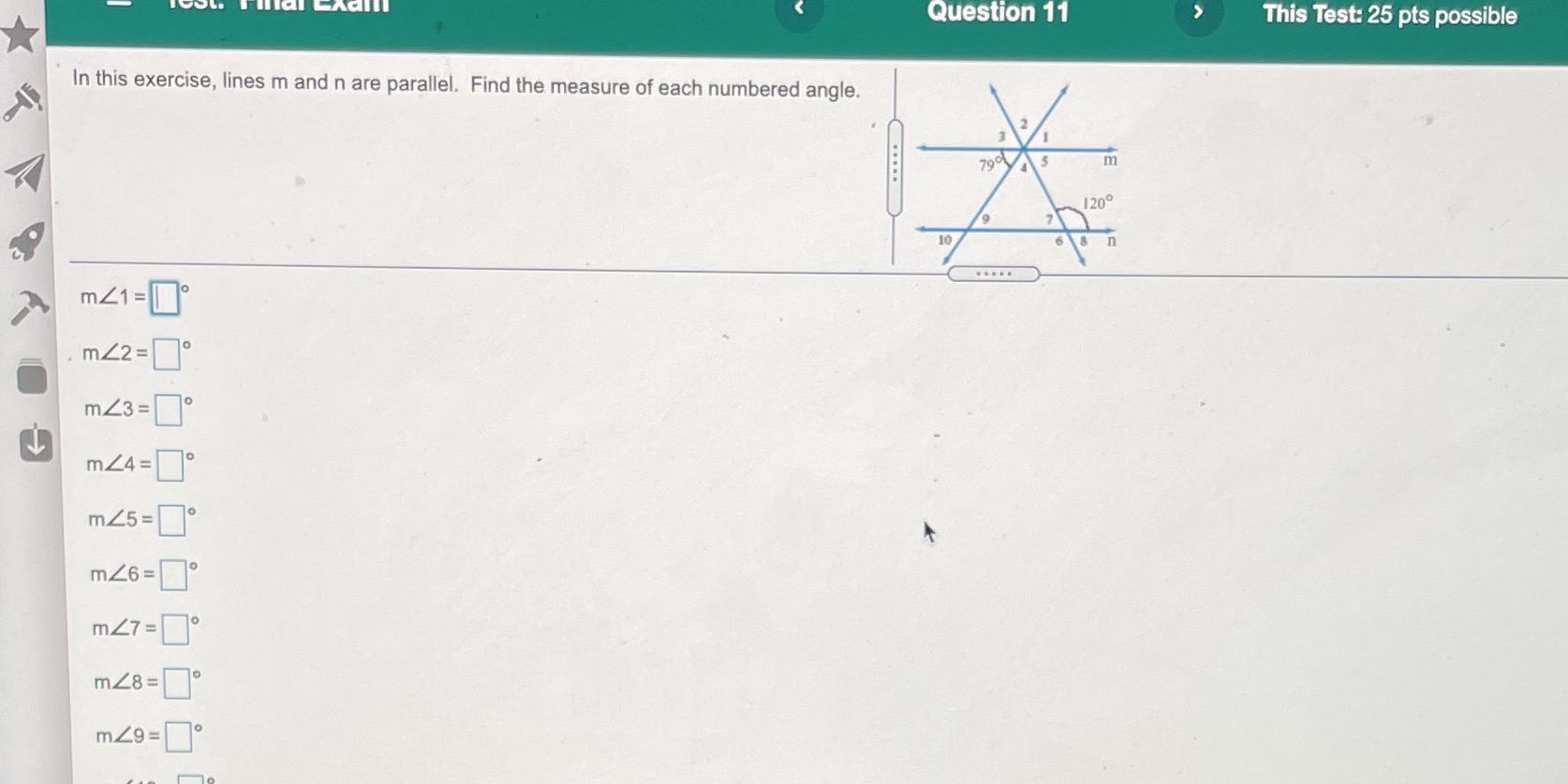 What are the measurements? Question 11 This Test: