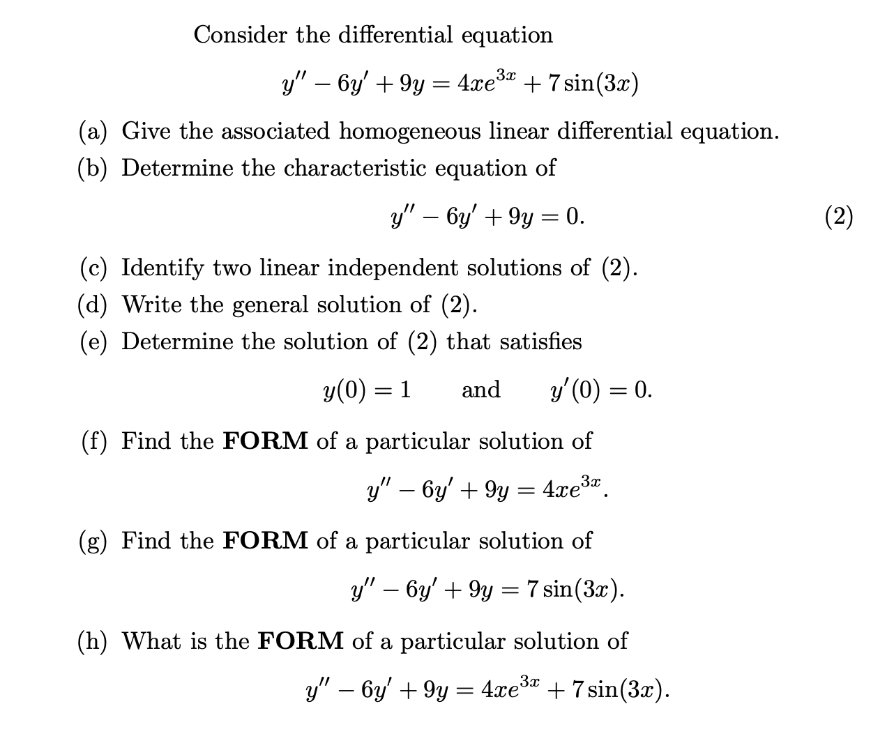 Consider the differential equation y\