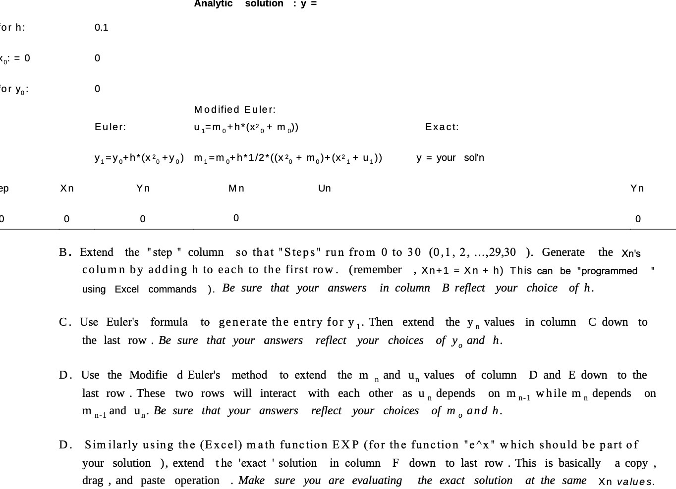 Analytic solution orh: 0.1 of = 0 0 or yo! O
