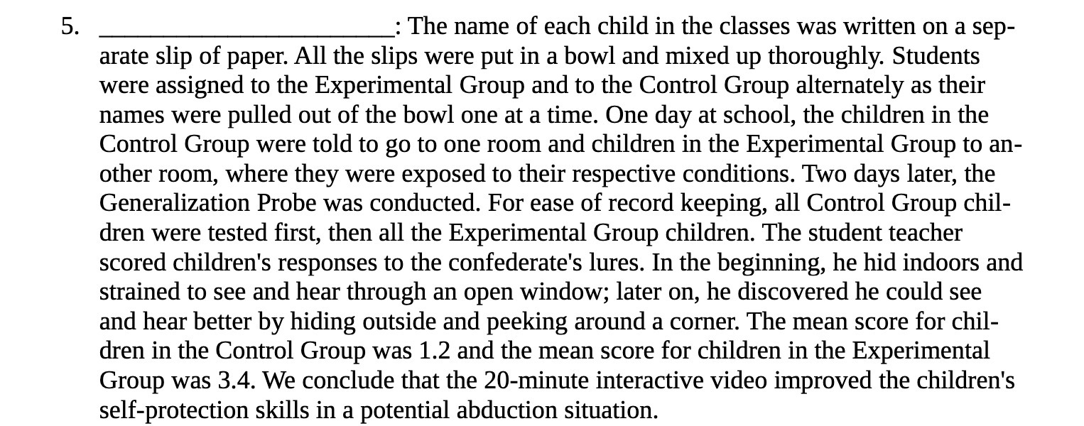 : The name of each child in the classes was