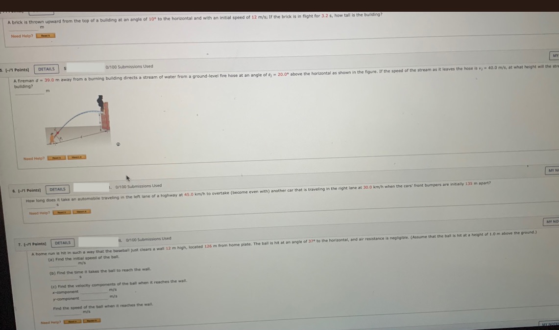 m A brick is thrown upward from the top of a