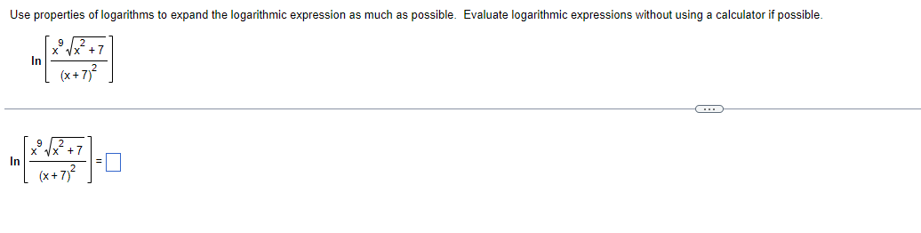 15) Use properties oflogarithms to expand the
